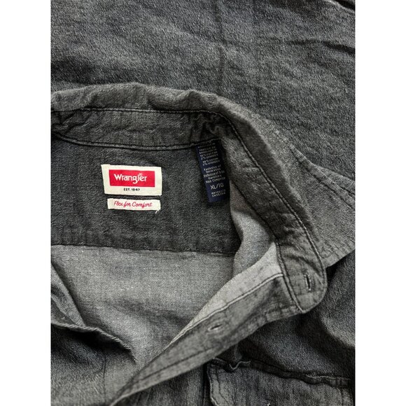 Wrangler Jean Shirt Mens XL Flex for Comford Stretch Black Workwear Rodeo Cowboy - Picture 8 of 13